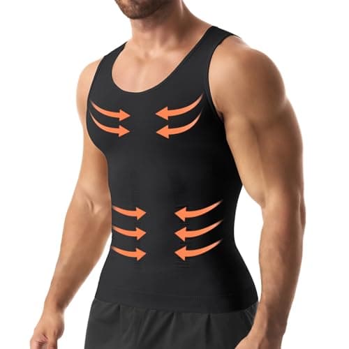 NIEEHBEGST 1 Pack Black Men Compression Tank Top Slimming Body Shaper Shirt Tummy Control Workout Shapewear XL