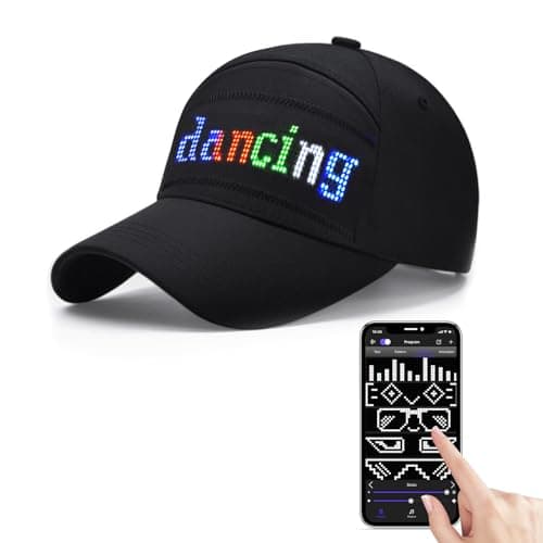 GOTUS LED Hats, LED Display Screen Smart Caps,Bluetooth APP Control,Custom Text, Patterns, Animations for Party Christmas Halloween(1248) Multicolor - Image 1