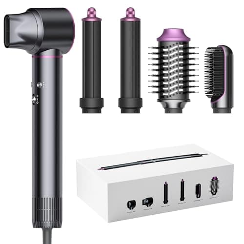 Funflow 5 in 1 Hair Styler – High-Speed 110,000 RPM Hair Dryer Brush with Auto Curling, Straightening & Volumizing Brushes for Quick, Frizz-Free Styling & No Heat Damage, Convenient Hair Styling Tools
