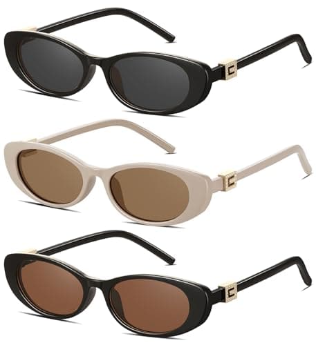 YMRFW Retro Oval Cat Eye Sunglasses for Women Trendy Narrow Small Oval Sun Glasses 90s Vintage Shades - Image 1