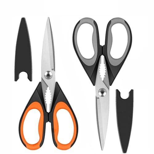 HFLYJPYW Kitchen Scissors All Purpose Heavy Duty, Kitchen Utensils Set, Stainless Steel Cooking Utensils Gadgets Meat Poultry Food Shears Dishwasher Safe Utility Tools Home (Orange, black and gray) - Image 1