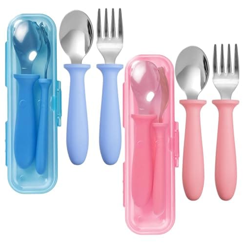 Kids Stainless Steel Utensils,Toddler Utensils,Toddler Forks and Spoons with Storage Box,Dishwasher Safe for School Lunch, Travel & Outdoors - Image 1