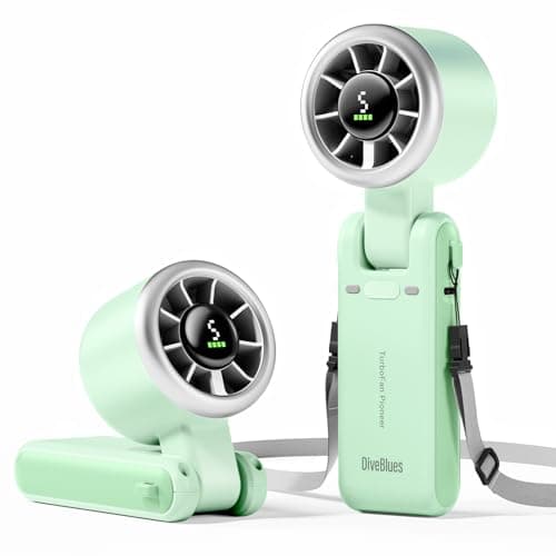 Diveblues Portable Handheld Turbo Fan, 5 Gear Wind, Battery Operated, Up to 12 Working Hours, 3 IN 1 Hand Fan with Air Turbo Tech Cooling Fan for Outdoor Activities, Travel, Working - Image 1
