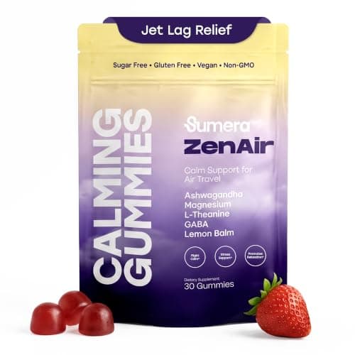 Calming Gummies for Travel | Jet Lag Relief & Remedy Gummies | Airplane Travel Essentials | Long Flight Must Haves | GABA, L-Theanine, Ashwagandha, Lemon Balm & Magnesium | Sugar Free, 30 Count - Image 1