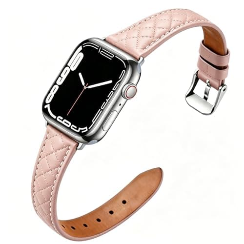 Women Genuine Lether Watch Band for Apple Watch, Dressy Soft Leather Watch Strap for Small Wrist, Compatible with Apple Watch Series 11 10 9 8 7 6 SE Ultra 3 2 1 38mm 40mm 41mm 42mm 44mm 45mm 46mm 49mm - Image 1