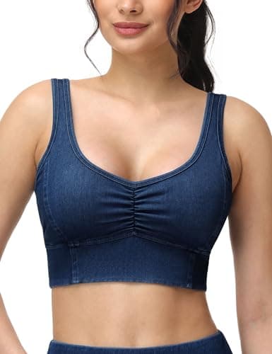 THE GYM PEOPLE Women's Jean Crop Tank Tops Camisole Tops with Built in Bra - Image 1