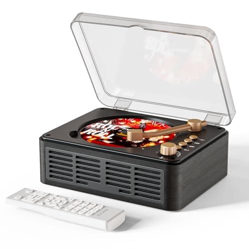 CARONSORT CD Player with Speakers Bluetooth Nostalgic Retro Portable CD Players for Home Wood Music Player FM Radio for Home Wired and Remote Control-Black
