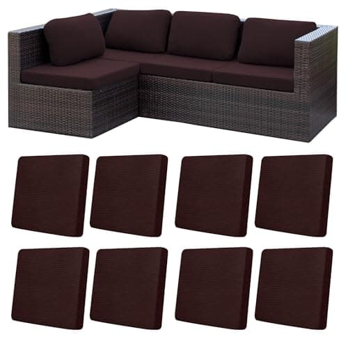 MRGSDL 8Pcs Patio Cushion Covers,Outdoor Cushions Covers,Stretch Cushion Covers Replacement, Washable and Reusable Furniture Protectors(Coffee) - Image 1