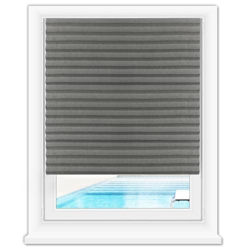 Zipcase 6 Pack Window Blackout Shades, 65% Shading Cordless Light Filtering Pleated Paper Shades, 36 in x 72 in(Fits Windows 19”- 36”), Grey - Image 1