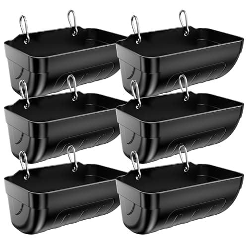 Tiflev Goat Feeders Hanging 3.5 Quart, Chicken Waterer Feeder Trough for Poultry Livestock (Black Pack*6) - Image 1