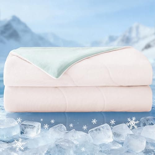 Exclusivo Mezcla Cooling Comforters Queen Size Blush Pink, Lightweight Summer Blanket for Hot Sleepers, Soft Breathable Cool Bedding Duvet for Night Sweats, 90"x90" - Image 1