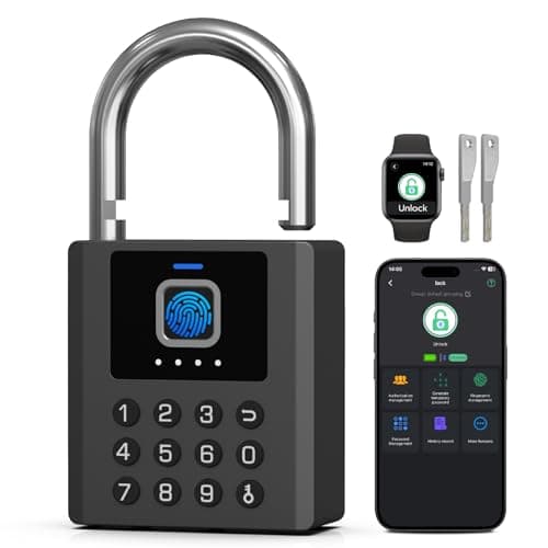 Keylesslife Smart Fingerprint Padlock with Code,Heavy Duty Combination Lock with Key,Bluetooth APP Control Gym Locker Lock Weatherproof Padlock for Shed Gate Fence Truck School Locker - Image 1