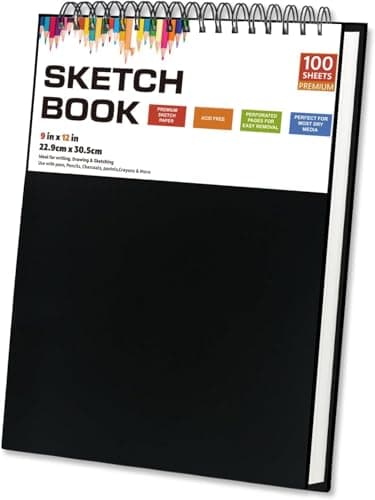 FAOGO Sketch Book for Drawing - 120gsm Thick Paper, Spiral Bound, 100 Sheets, 9" x 12" Inch, Handheld Lightweight, Double Run Time for Lawn, Yard, Patio, Garden Cleaning 1 - Image 1
