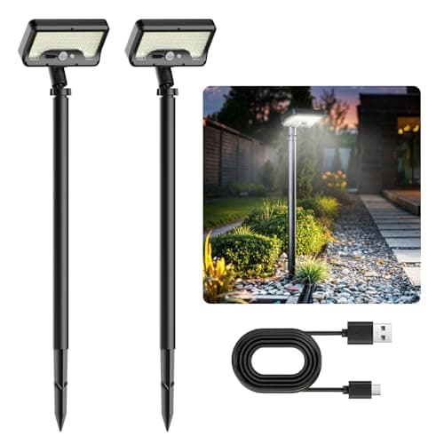 Tryme Solar Motion Lights Outdoor Waterproof 92 LEDs Bright Pathway Lights with Adjustable Angle & 3 Modes for Walkway, Driveway, Sidewalk, Garden, Yard, Patio, Landscaping (2 Pack) - Image 1