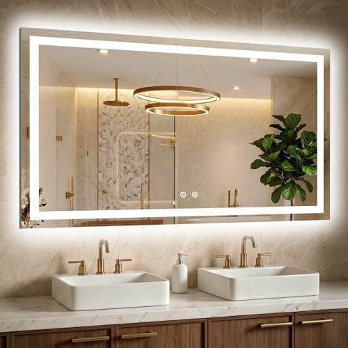 30x50 LED Bathroom Mirror, Front and Backlit, Anti Fog, Dimmable 3 Color Lighted Vanity Mirror, Memory Function, Shatter Resistant Glass, Plug in or Hardwired - Image 1