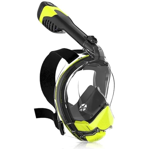 Yosmer Electric Full Face Snorkel Mask for Adults – Patented Airflow System, 6X Easier Breathing, 180° Panoramic View, Anti-Fog & Leak-Proof, Foldable with Latest Dry Top System, Green-L - Image 1