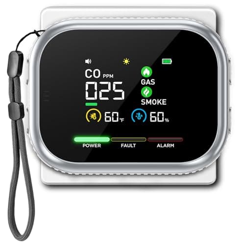 7in1 Portable Smoke Carbon Monoxide Detectors Plug in, Smoke & CO Detector Alarm, Digital Carbon Monoxide Smoke Detector Combo with Natural Gas Detector, Temp & Humidity Sensor for Home RV Travel - Image 1