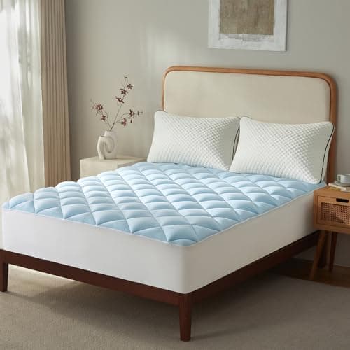 SureFit Queen Size Memory Foam Mattress Topper, Cooling Gel-Infused Mattress Pad, Breathable Ventilated Design, Fits Mattresses 8-20” Deep, Medium Plush Comfort,Cooling for Hot Sleepers - Image 1