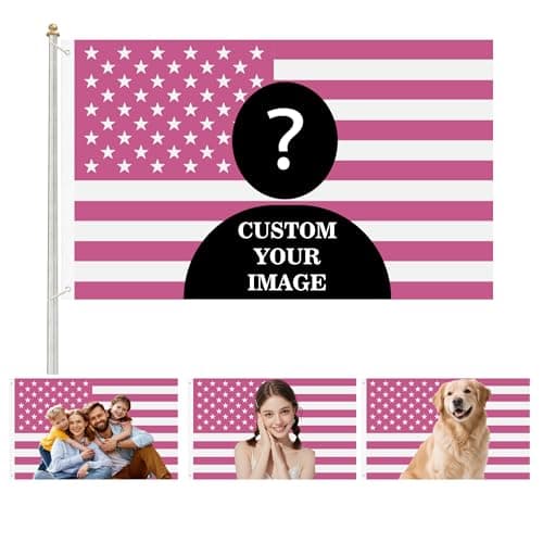 Custom Flag 3x5 ft Personalized with Photo and Text, Personalized Tapestry for Room Wall Decor, Customized American Flag Banner for USA 250th Anniversary & Class of 2026, Pride Feminist Soccer Fan Flags. (pink) - Image 1