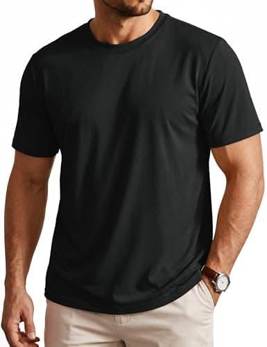 Cotrasen Men's T Shirt Short Sleeve UPF 80+ Sun Protection Lightweight Moisture Wicking Crew Neck T-Shirt Casual Summer Basic Tee Shirts Black M - Image 1