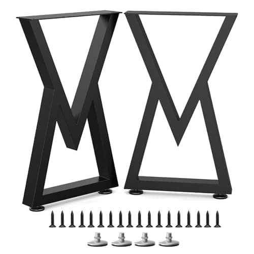 SNYXXOZ 22 Inch Coffee Table Legs Heavy Duty Metal Chair, Desk Legs, Bench Dining Furniture Feets, Bar Height Table Legs,with Adjustable Feet Pads Screws,800 LBS, Black, Set of 2,V-Type