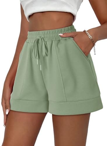 Dokotoo Shorts for Women High Waisted Summer Casual Flowy Short with Pocketed Resort Wear Beach Cruise Outfits for Women 2025 Cute Trendy Womens Clothes Fashion Green Large - Image 1