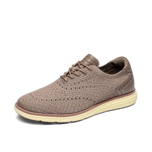 Bruno Marc Men's Oxfords Classic Comfort Mesh Sneakers Casual Lace-Up Lightweight Walking Dress Shoes,Size 11,Light Brown/Coffee,SBOX26005M - Image 1