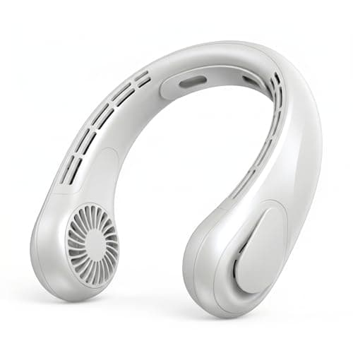 TREDY Neck Fan Portable Rechargeable, 4000mAh Battery Operated Wearable Personal Fan, 5 Speeds Bladeless Cooling Fan, Quiet Hands-Free Fan for Travel, Outdoor, Office - White - Image 1