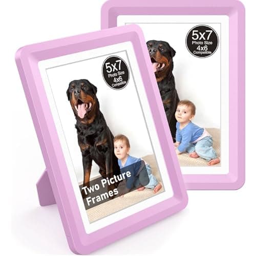 vilkok Pink 5x7 Picture Frame,2 Pack, Fits 5x7 Photo or 4x6 with Mat, Acrylic Front & Durable ABS Frame, Shatterproof UV-Resistant Tabletop Display, Vertical/Horizontal Home Décor Frame - Image 1