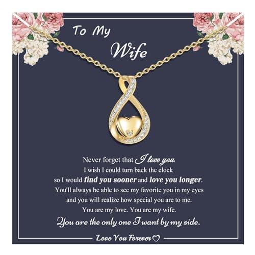Sistble Wife Mothers Day Gifts, Gifts for Wife from Husband Gold Infinity Necklace Heart Necklaces for Women Romantic Anniversary Mothers Day Christmas Gift Jewelry - Image 1