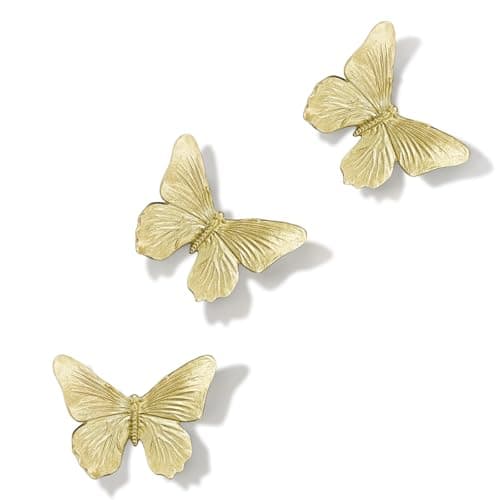 GUSFREUD 3D Butterfly Wall Decor Set – Resin Wall Decorations for Living Room, Bedroom, Garden, Yard, Outdoor and Gallery Walls - Antique Gold - Set of 3 - Image 1