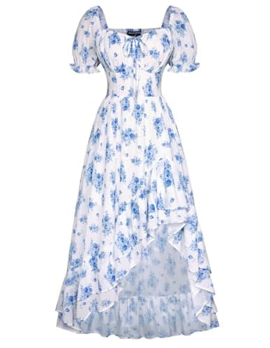 Corset Sundress Summer Floral Dresses for Women 2026 Wedding Guest Dress Blue M - Image 1