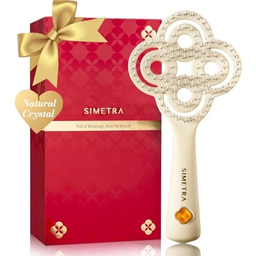 Simetra Detangler Hair Brush for Woman and Men, Original Detangling Brush for Curly Hair/Fine &Thick/Wet & Dry Hair, Flexible Bristles Hairbrush - Natural Crystal Inlay & 14K Gold Plating - Image 1