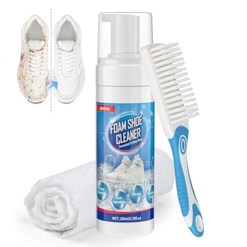Jevvu Shoe Cleaner, 6.76fl.oz Sneaker Cleaner Foam for Removing Stains and Dirt, Shoe Cleaning Kit for White Shoes, Leather, Knit, Boots, Canvas, Fabric, Tennis - Image 1