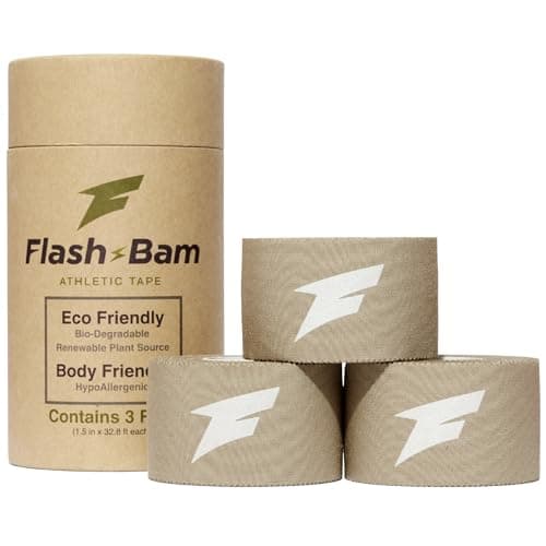 Athletic Tape - Biodegradable Eco-Friendly Sports Tape - Strong Adhesive Athletic Wrap for Ankle Wrist Knee Fingers - Compression Tape for Sports Training Recovery - Zinc Oxide-Free Adhesive (3-Pack) - Image 1