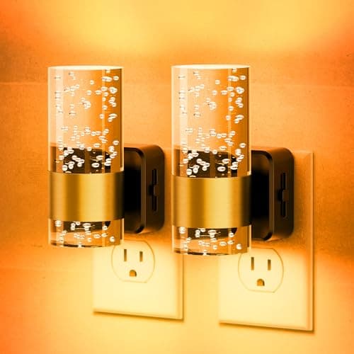 JandCase Night Light, Automatic Night Lights Plug into Wall, 2 Pack Dimmable LED Night Light with Adjustable Brightness, Night Lights Plug in with Auto Light Sensor, Amber for Bathroom Hallway Decor - Image 1