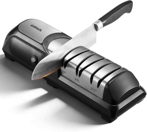 Kitchen Professional Electric Knife Sharpener: 3-Stage 100% Diamond Abrasives Knife Sharpeners with 15° Precision Angle Electric Steel Sharpening Tool to Restore/Polish Chef Knives - Image 1