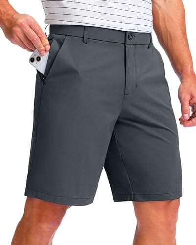 Mens Golf Shorts 9" Inseam Lightweight with 5 Pockets Casual Flat Front Water Resistant Hybrid Short for Dress Work (Iron Grey, L9, W40) - Image 1