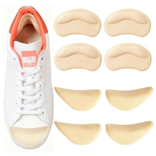 8 Pcs Shoe Fillers & Heel Pads for Loose or Too Big Shoes – Toe Cushions & Heel Grips for Women and Men, Comfort Insoles for Heels, Sneakers, Boots – Pain Relief & Better Fit(Beige) - Image 1