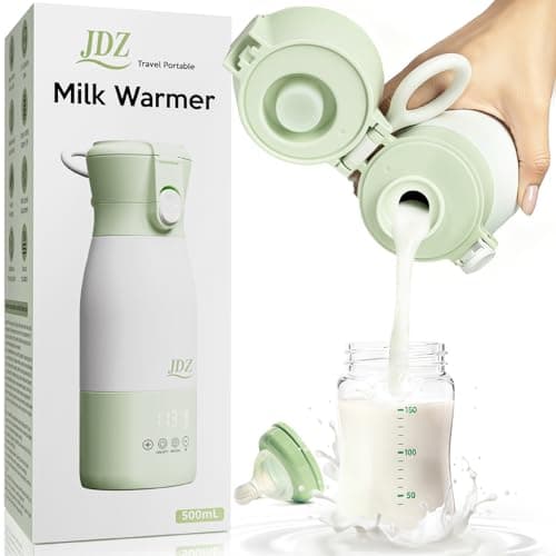 JDZ Portable Bottle Warmer, 16000mAh Rechargeable Baby Bottle Warmer with 7 Temp Settings (113-167°F), Fast Heating 17oz 316 Stainless Steel Travel Milk Warmer for Breastmilk & Formula On the Go - Image 1
