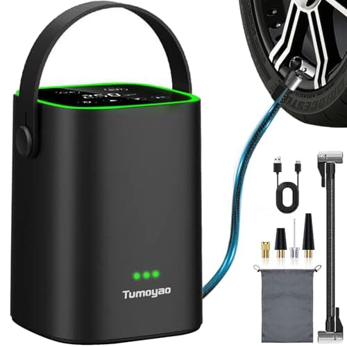 Tumoyao Tire Inflator Portable Air Compressor, 150PSI Compact Air Pump for Car Tires, Bicycle, Motorcycle, Ball - Rechargeable Tire Inflator with Pressure Gauge - Image 1