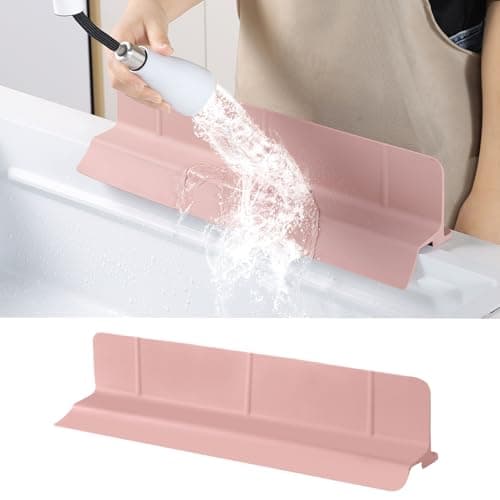 18" Upgraded Silicone Sink Splash Guard Released in 2026,Self-Draining Water Splash Guard for Kitchen Sink,Bathroom and Kitchen Island,with 3.5" High Splash Guard & 6 Strong Suction Cup (Pink)