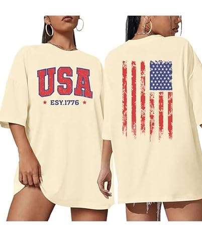 American Flag Shirt for Women Oversized 4th of July USA Tshirt Graphic Patriotic America Stars Stripes Print Tee Tops - Image 1