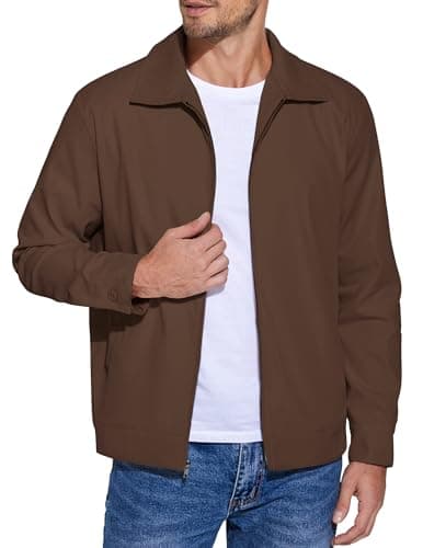 COOFANDY Men's Lightweight Zip Up Jacket Eisenhower Work Office Jackets Casual Golf Outwear - Image 1