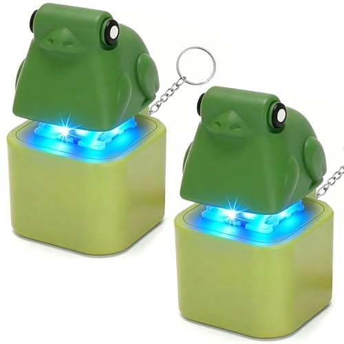 2PCS Frog Croaking Fidget Toy, Frog Keychain Clicker Toy with Colorful Light & Sound, Fun Adults Keyboard Clicker for Stress Relief & Anxiety & Fun - Image 1