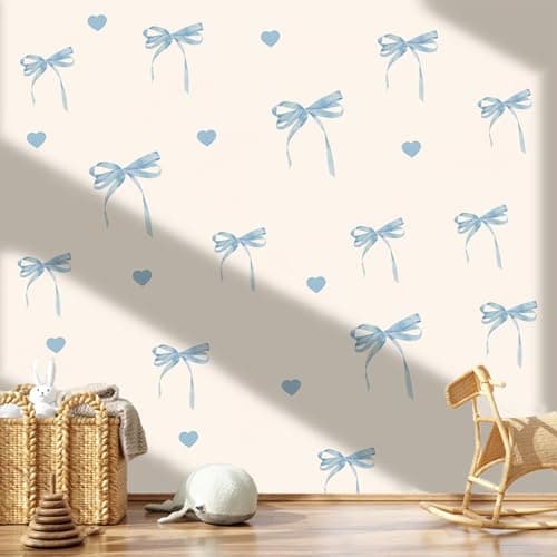 Homie Finds 90Pcs Blue Bow Wall Stickers - Removable Bow Decals, Coquette Room Wall Decor for Girls Bedroom Nursery Party - Image 1