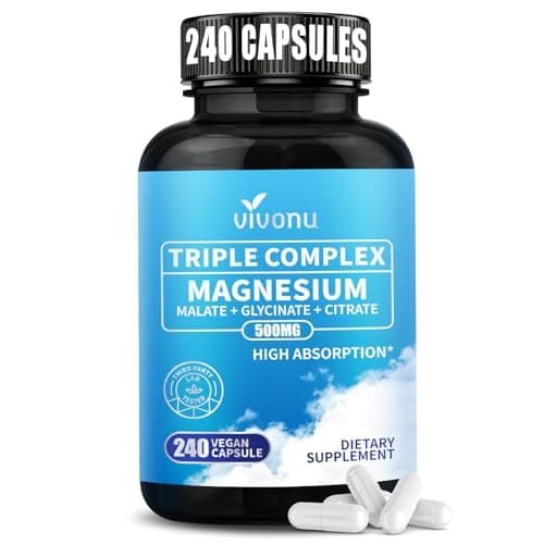 Triple Magnesium Complex for Women and Men, Magnesium Glycinate 400mg, Malate, Citrate, High Absorption Chelated Magnesium Supplement Support Sleep, Muscle, Non-GMO, Gluten Free - 240 Capsules - Image 1