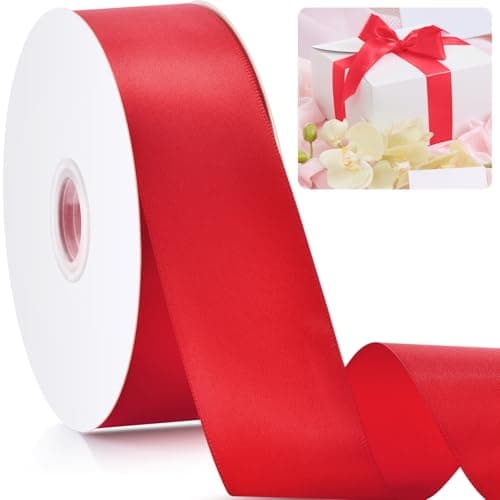 1-1/2" Red Ribbon, 50 Yards Mothers Day Ribbon for Gift Wrapping, Fabric Ribbons for Flower Bouquet Bridal Wedding Party Decoration Crafts Bow Making, Wrapping Ribbons for Every Holiday - Image 1
