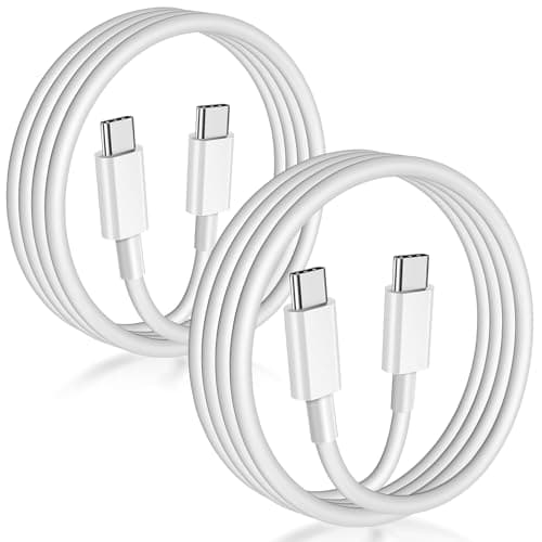 USB C to USB C Cable (6FT, 2Pack),Type-C 60W Woven Fast Charging Cord Long for iPhone 17/16/15 Pro Max Samsung S25 S24 S23 Note 20 MacBook iPad Air,White - Image 1
