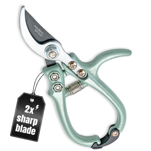 Modern Sprout Hand Pruners - Lightweight Pruning Shears W/Easy Lock- Gardening Scissors - Bypass Sharp Carbon Steel Blade - Rust Resistant - Garden Tools - Reusable Holster - Sage - Image 1